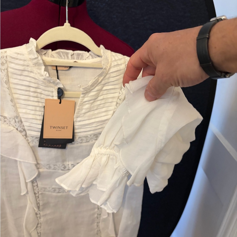 Twin-Set Ivory Ruffled Blouse - Picture 5 of 6